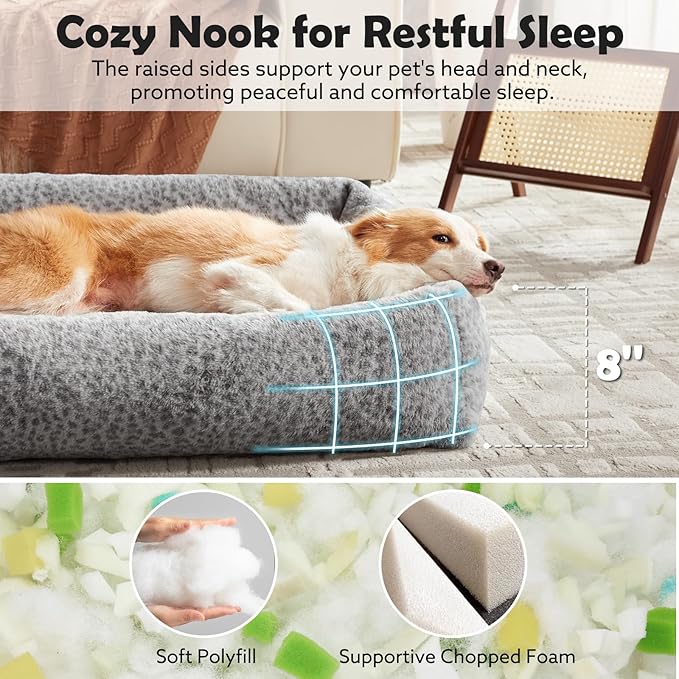 JOEJOY Dog Bed Medium Size Dog, Removable Washable Cover Orthopedic Soft Faux - Image 2