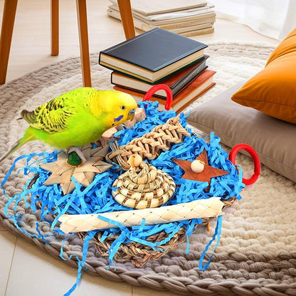 KATUMO Conure Toys, Bird Foraging Toys Parakeet Shredding Grass Mat Hanging Toys - Image 6