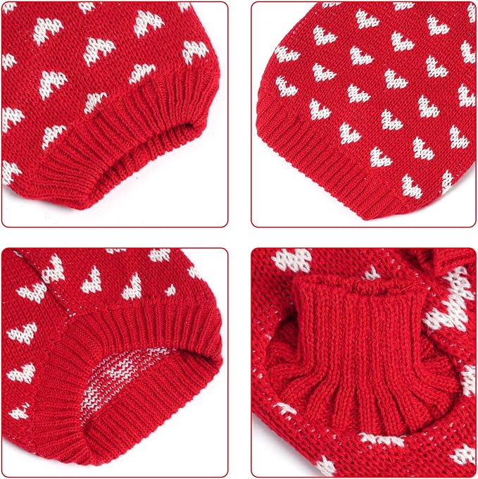 Dxhycc Dog Knitted Heart Sweater Puppy Sweater Warm Soft Pet Holiday Clothes - Image 3