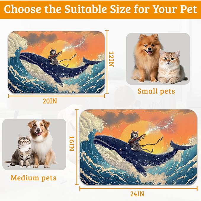 Dog Bowl Mat, Cat Shark Pet Feeding Mat - Image 6