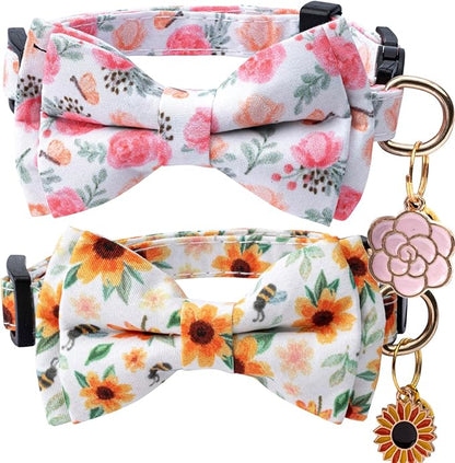 2 Pack Cotton Cat Collar with Bow Tie and Bell by Unknown