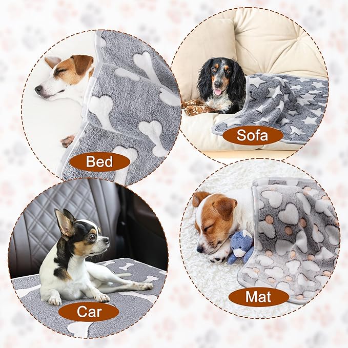 1 Pack 3 Blankets Super Soft Fluffy Premium Fleece Pet Blanket Flannel Paw - Image 4