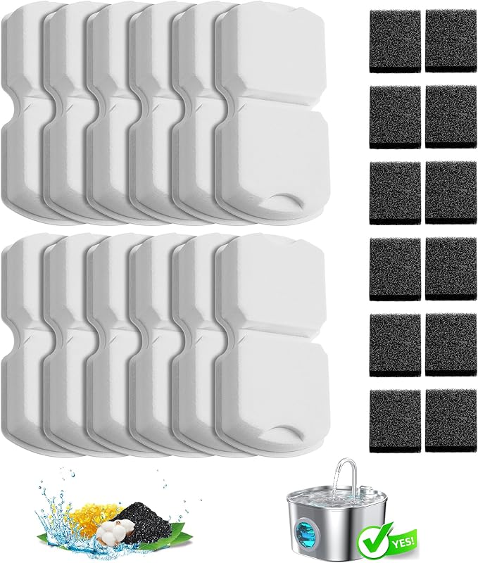 Cat Water Fountain Filters: 12Pack Replacement Pet Fountain Filter of 12 Carbon by HOOISE