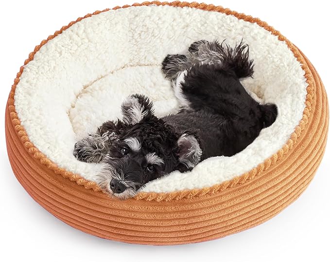 Love's cabin Round Donut Cat and Dog Cushion Bed, 25in Pet Bed by Lovescabin