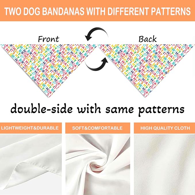 Birthday Dog Bandanas 1 Pack, Colorful HBD Dog Scarfs - Image 7