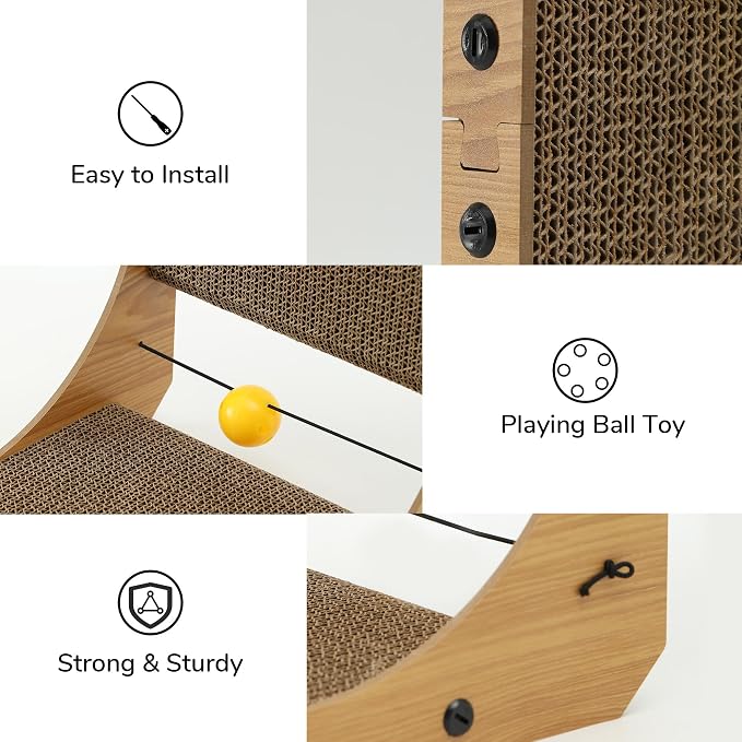 FUKUMARU Cat Scratcher, 18.9 Inch L Shape Cat Scratch Pad, Vertical Cat - Image 4