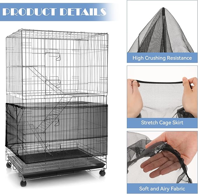 Bird Cage Cover 2 Pcs Universal Bird Cage Seed Catcher Parrot Nylon Mesh Net - Image 5