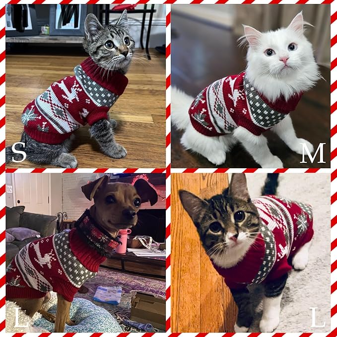 Cat Dog Christmas Sweater Pet Winter Warm Coat Pajamas Small Dog Sweaters - Image 6