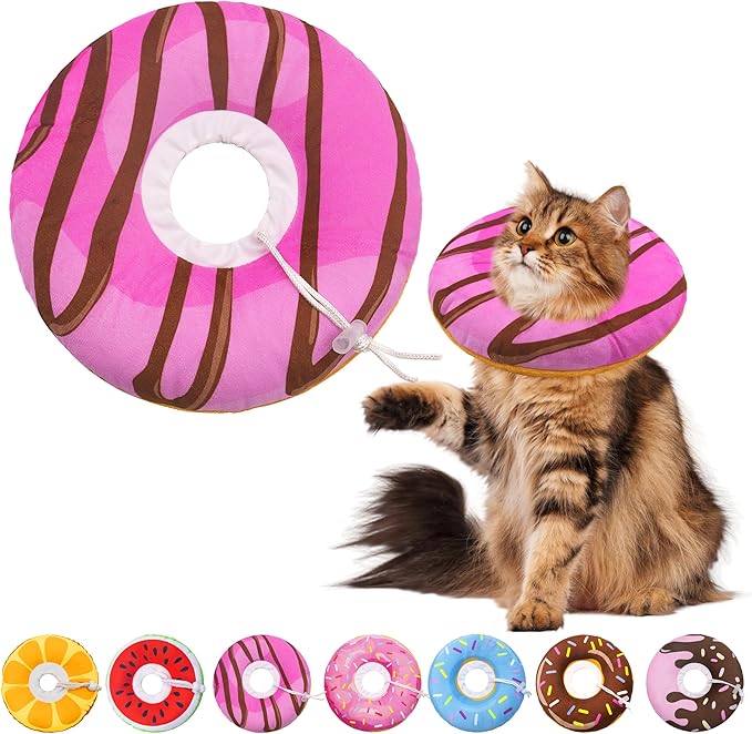 Cat Cone Collar Soft, Adjustable Cat Recovery Collars to Stop Licking, Cute by Seyezo