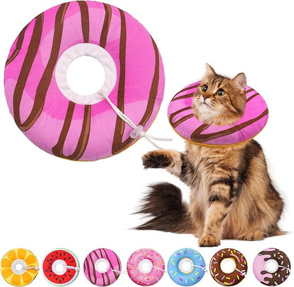 Cat Cone Collar Soft, Adjustable Cat Recovery Collars to Stop Licking, Cute by Seyezo