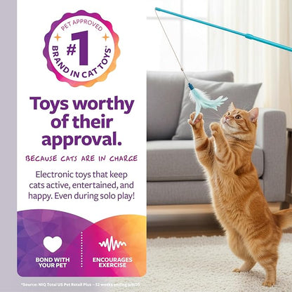 SmartyKat Frisky Flyer Feather Wand Cat Toy, Extendable Up to 24" - Image 2
