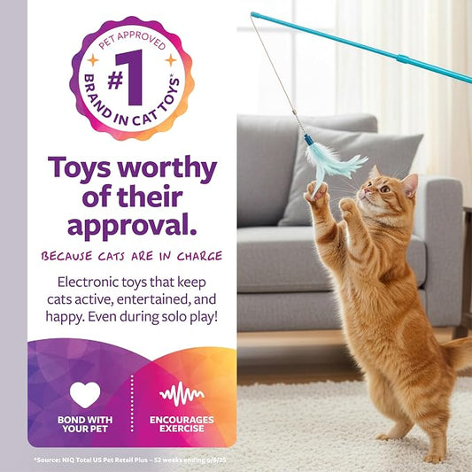 SmartyKat Frisky Flyer Feather Wand Cat Toy, Extendable Up to 24" - Image 2
