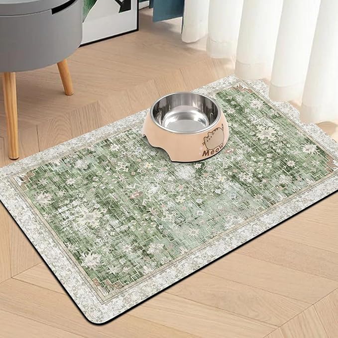 Pet Food Mats for Floor, Absorbent Dog Mat for Food and Water Dispenser Mat - Image 2