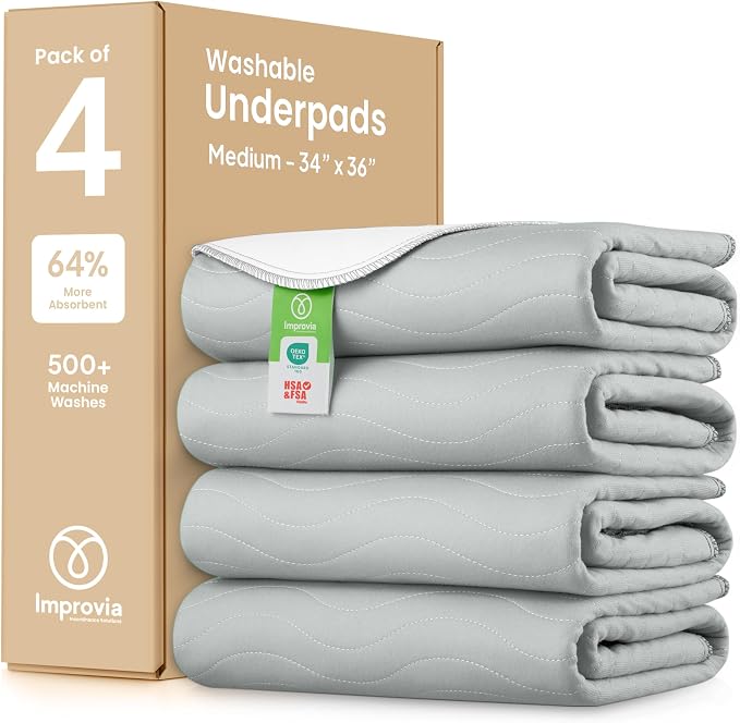 IMPROVIA® Washable Underpads, Heavy Absorbency Reusable Incontinence Pads by IMPROVIA
