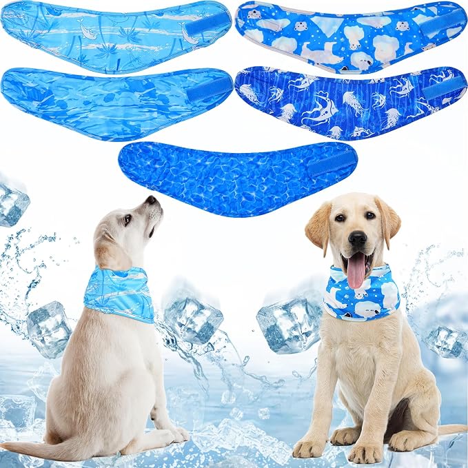 Talltalk 5 Pieces Dog Cooling Bandanas Neck Wraps Ice Scarf Pet Dog Cooling by Talltalk