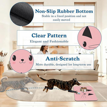 Pink Cat Meow Dog Food Mat–Christmas Stocking Absorbent Quick Dry Feeding - Image 4