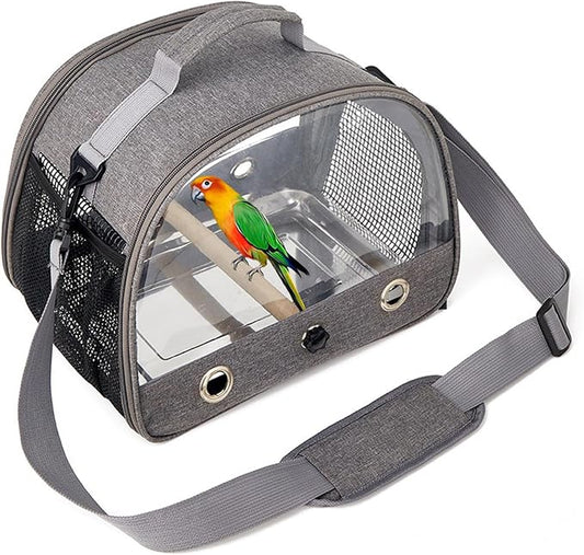 Bird Travel Carrier with Standing Perch, Lightweight Breathable Parrot Cage by TTMJYJH