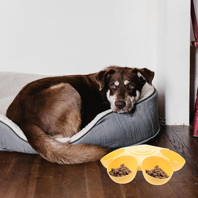 Multipurpose Pet Feeding Bowl 14X14X3.5 Inch Flower Shape Plastic Cat Dog Food - Image 3