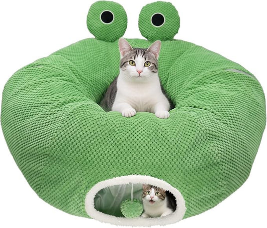 Cat Tunnel Bed for Indoor Cats, Peekaboo Cat Cave Bed, Soft Cat Donut Tunnel by FortheHeartbeatinYourLap