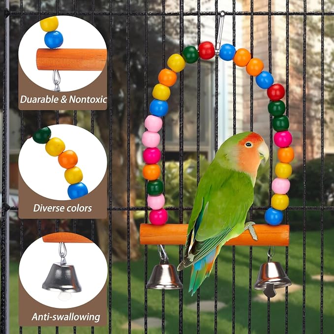 11Pcs Bird Platform Stands Swing Hanging Chewing Toy Parrot Climbing Ladder - Image 6