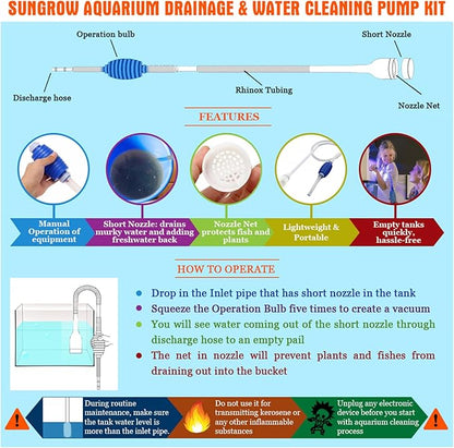 SunGrow Aquarium Fish Tank Gravel Cleaner Vacuum, Siphon Pump Aquarium Water - Image 4