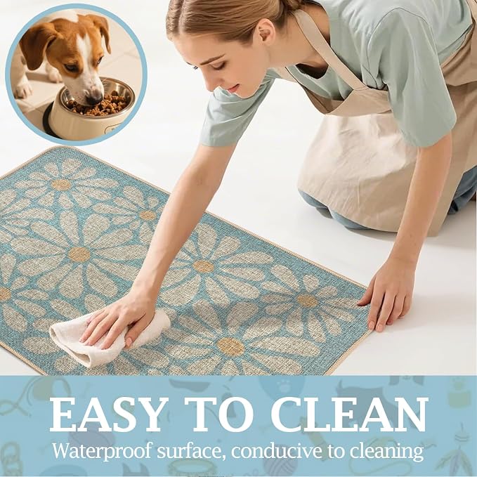 SHIYUE Dog Food Mats for Floors, Absorbent Cat Bowl for Food and Water - Image 3
