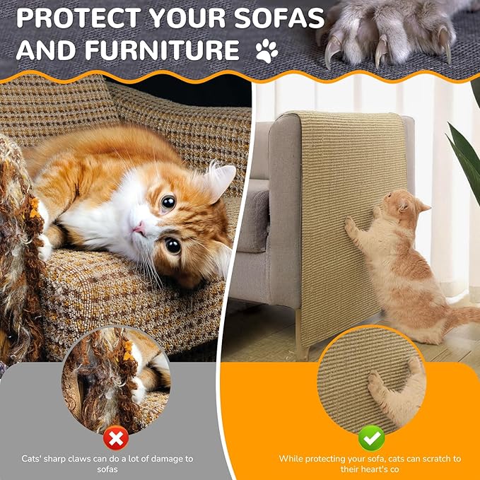 Jute 78.7"x15.8" Trimmable Cat Scratching Mat - Image 4