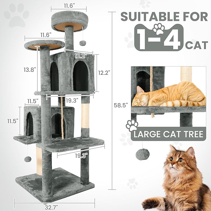58.5inch Large Cat Tree Tower Condo - Image 3