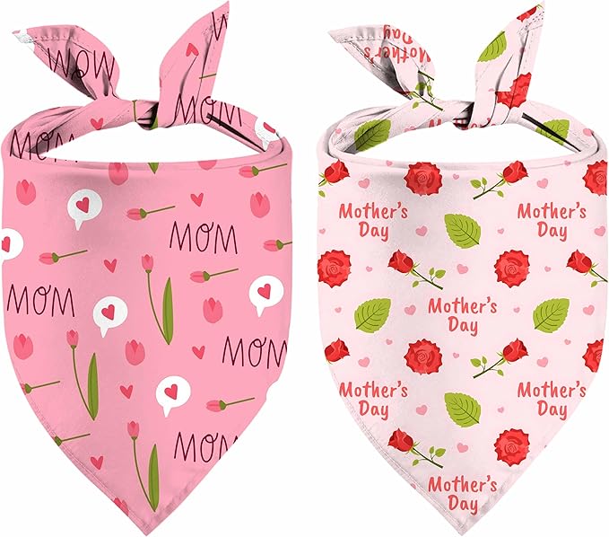 Mothers Day Dog Bandanas, 2 Pack Reversible Super Mom Pet Scarf by Unknown