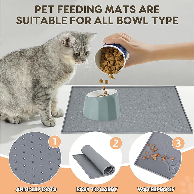 Dog Cat Food Mat for Food and Water Silicone Pet Feeding Mat Water Bowl Dish - Image 3