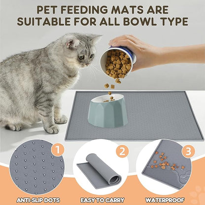 Dog Cat Food Mat for Food and Water Silicone Pet Feeding Mat Water Bowl Dish - Image 3