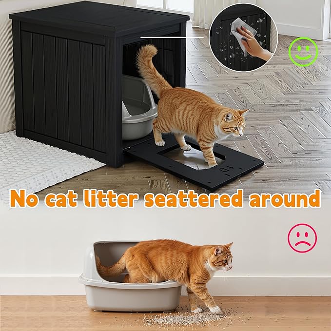 Cat Litter Box Enclosure, Openable Front Door & Raised Floor - Image 5