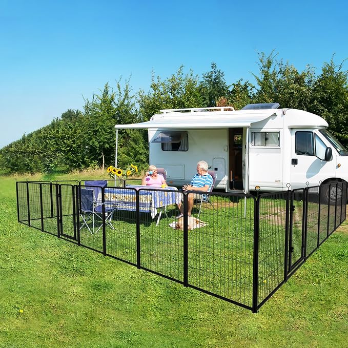 Dog Playpen Outdoor Extra Wide 32 Piece Panels Heavy Duty Dog Fence 47" Height - Image 2