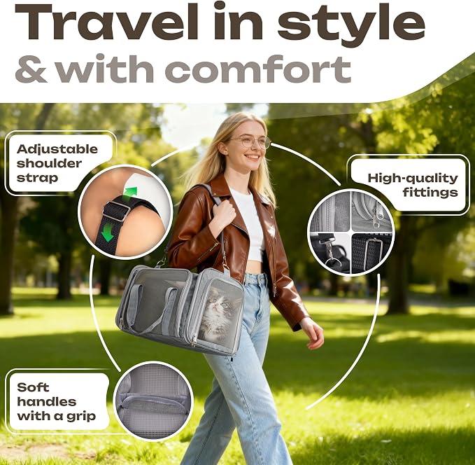 Pet Carrier for Cats, Guinea Pigs – Airline Approved Soft-Sided Travel Bag - Image 5