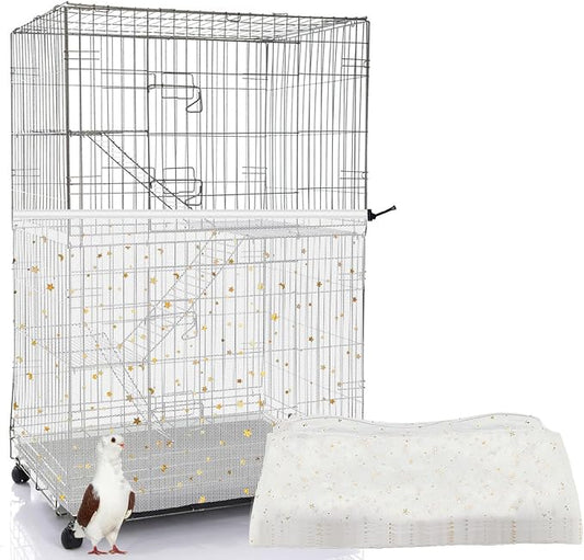 Bird Cage Cover, 60-118'' Large, 31.5'' H Adjustable Nylon Mesh Net, Soft Airy by LYMOI