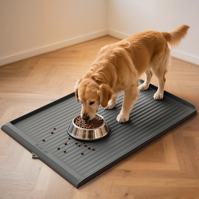Dog Food Mat 36"x24", Waterproof Pet Feeding Mat by HICOOI