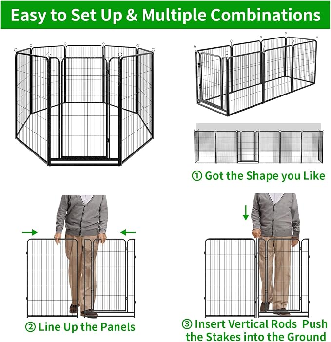 Dog Playpen Outdoor Extra Wide 8 Piece Panels Heavy Duty Dog Fence 47" Height - Image 7