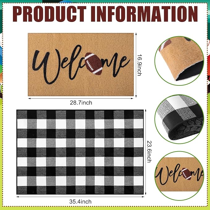 Tinideya 2 Pcs Door Mat Welcome Non Slip Coir Mats Floor Layering Doormats - Image 2