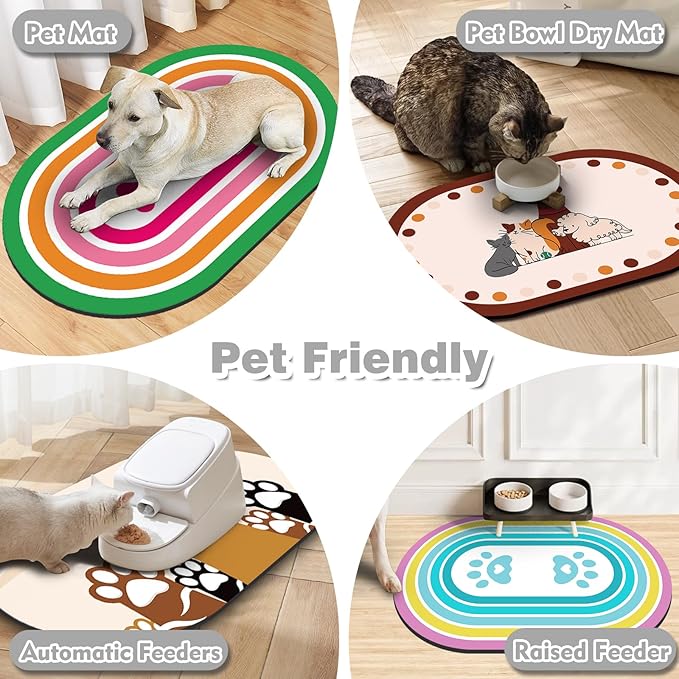 Dog Feeding Mat 24''x16'', Absorbent Pet Food Mat, No Stains Quick Dry Pet - Image 6