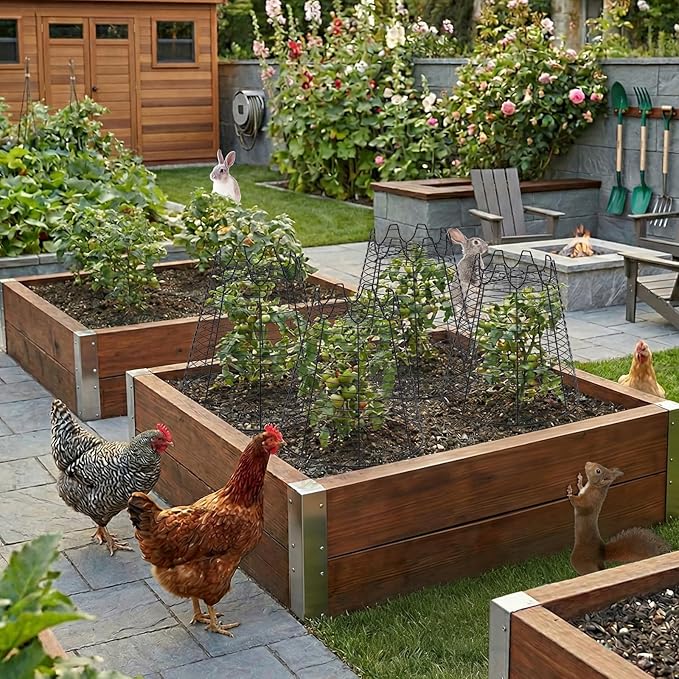 4 Pcs 11.6"×11.6" Plant Protectors from Animals, Sturdy Metal Plant Cages - Image 7