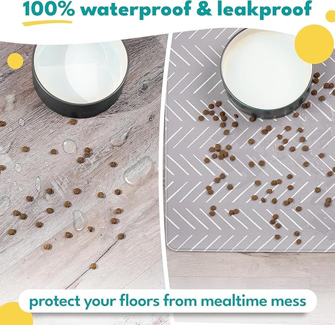 NALALAS Dog Mat for Food and Water, Cat Feeding Mat | Waterproof Dog Bowl Mat | - Image 2