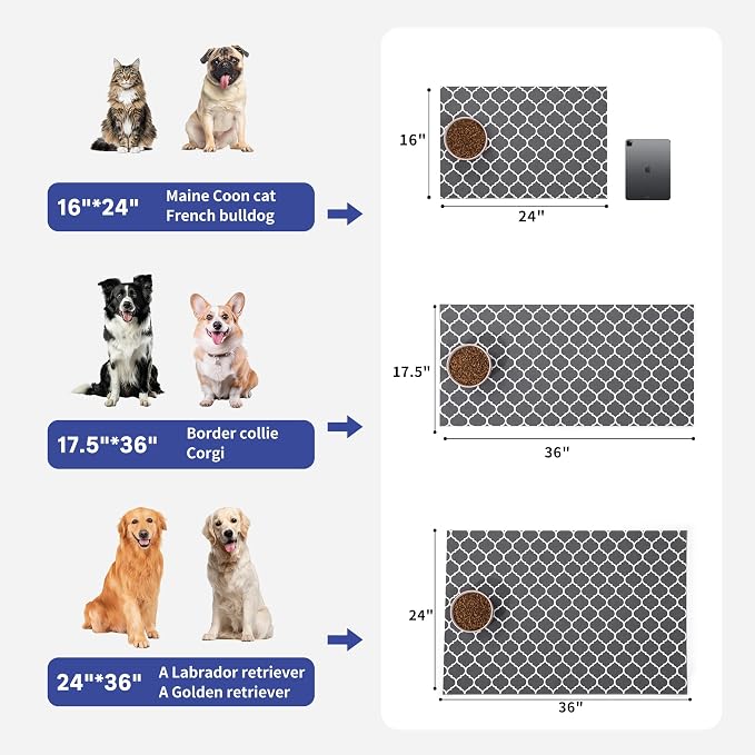 Cooyes Large Dog Food Mat 16"×24", Ultra-Absorbent Dog Bowl Mat - Image 6