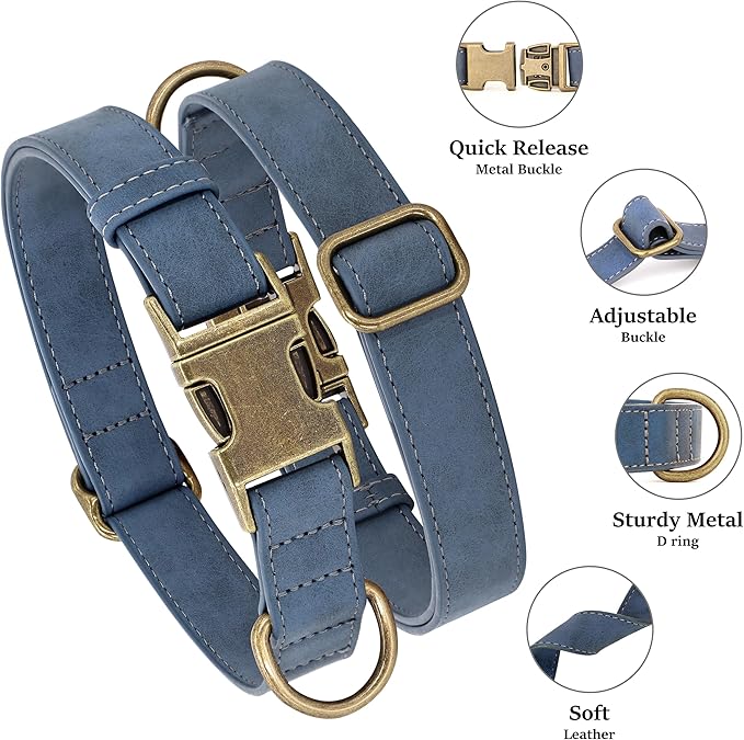 Didog Soft PU Leather Dog Collar, Stylish Quick Released Dog Collars - Image 2