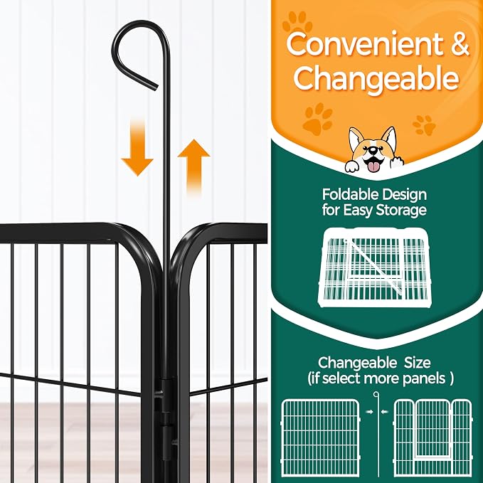 Yaheetech Dog Playpen Outdoor, 32 inch 24 Panels Dog Pen Indoor Heavy Duty - Image 8