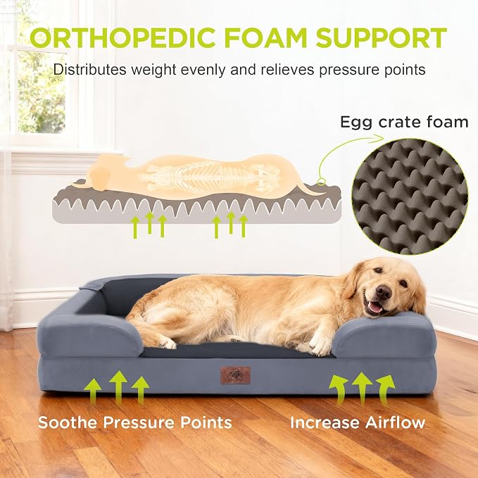 Orthopedic Dog Bed for Extra Large Dogs, XXL Waterproof Egg Crate Memory Foam - Image 2