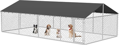 Petonly Outdoor Dog Enclosure Heavy Duty Dog Kennel House Mesh Dog Big Cage Pet by Petony