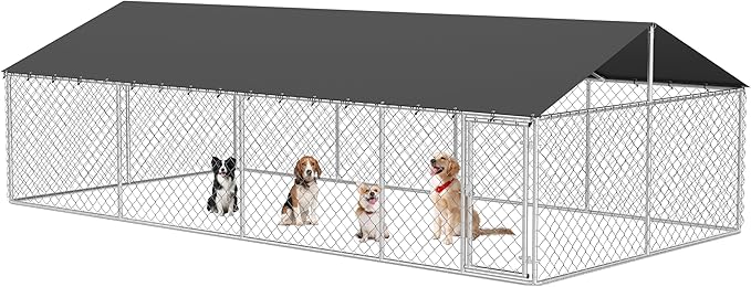 Outdoor Dog Enclosure Heavy Duty Dog Kennel House Mesh Dog Big Cage Pet Kennel by MoonlightManor