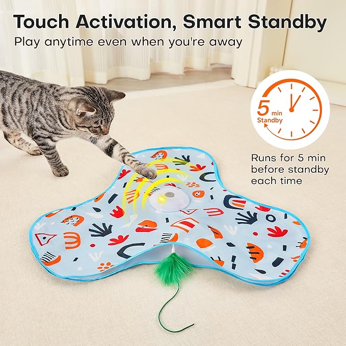 Potaroma Hide and Seek Interactive Cat Toys, Moving Concealed Wand Feather - Image 4