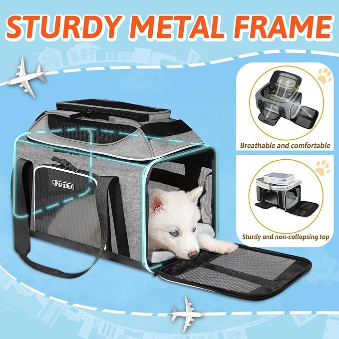 Petskd Top-Expandable Pet Carrier 17x12x8.5 Inches JetBlue Allegiant Spirit - Image 6