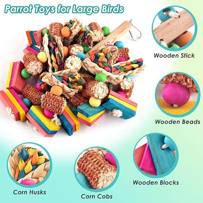 2 Pcs Large Bird Toys, Natural Corn Cob Parrot Chew Toy, Amazon Parrots - Image 3